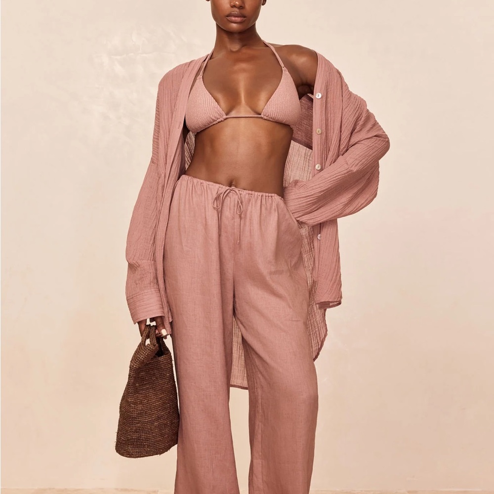 Monday Swimwear Mauve Linen Beliz Pant NWOT